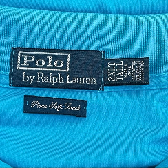 Polo Ralph Lauren Men’s 2XLT Tall Pima Cotton Polo Aqua Blue - Picture 8 of 14